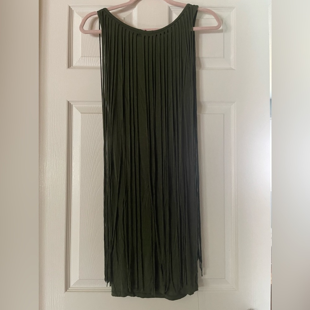 Army green fringe dress